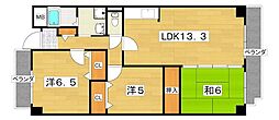 パルハセトン香里園 3LDKの間取図画像