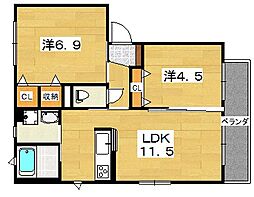 寿樹A 2LDKの間取図画像