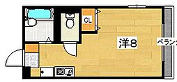 バーズヒル ワンルームの間取図画像