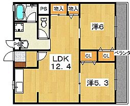 石垣ハイツ 2LDKの間取図画像