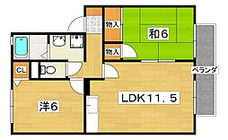 グリーンハイツ 2LDKの間取図画像