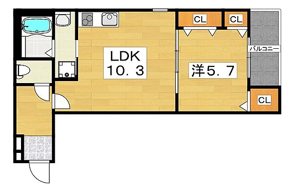 シャルム ド グレイス ｜大阪府枚方市長尾元町２丁目(賃貸アパート1LDK・2階・40.45㎡)の写真 その2