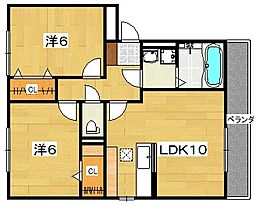 グラシアス 2階2LDKの間取り