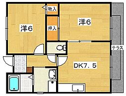 エル・ファミール 1階2DKの間取り