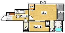 サンライズ統山 1階1SKの間取り