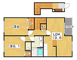 ピュアファウンテンヴィラ2 2LDKの間取図画像