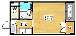 ユニソンハイツ津田 1Kの間取図画像