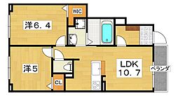 クラール倉治A 2LDKの間取図画像
