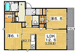 シャーメゾン森北 2LDKの間取図画像