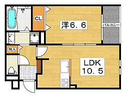 ルピナスHoshida 1LDKの間取図画像
