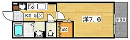 エバーミリオン弐番館 1Kの間取図画像
