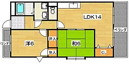 サンガーデンヨコヤマ 2LDKの間取図画像