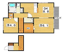 ヴェヌスタ幾野 2DKの間取図画像