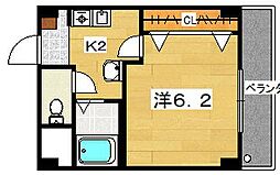 エクスペリエンス 1Kの間取図画像