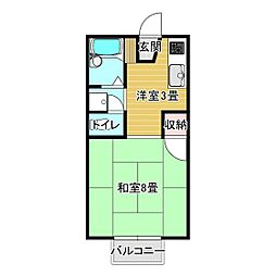 ハミングバード 1Kの間取図画像