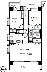 モンファイエ菊川 2LDKの間取図画像