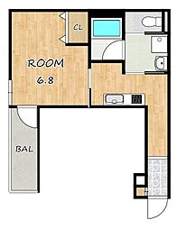 ALEGRIA瀬田 1Kの間取図画像