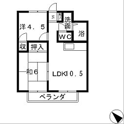 クレール瀬田 2LDKの間取図画像