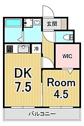 セヴェルセタ4 1DKの間取図画像