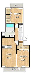 BORD DU LAC SOERI 2LDKの間取図画像