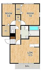 フォレストコート 2LDKの間取図画像