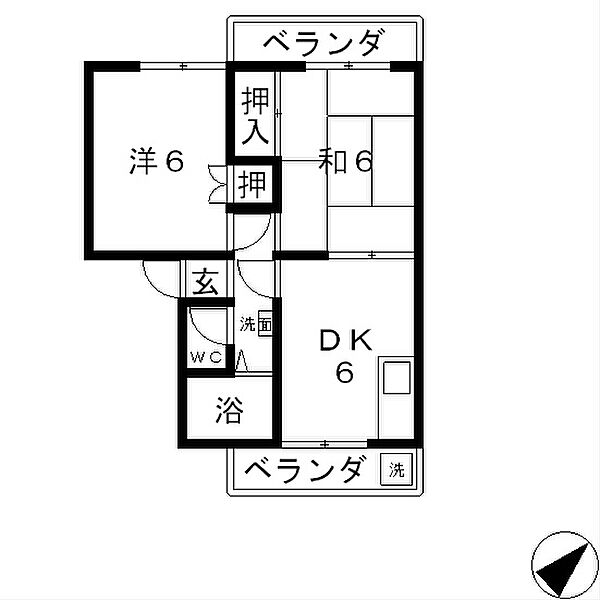 滋賀県大津市大萱６丁目(賃貸マンション2DK・3階・43.06㎡)の写真 その2