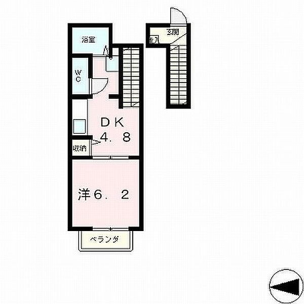 画像2:単身様専用の1DKです