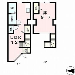 JR東海道・山陽本線 石山駅 徒歩8分の賃貸アパート 2階1LDKの間取り