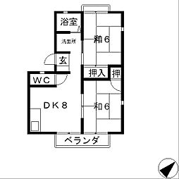 JR東海道・山陽本線 石山駅 バス15分 赤川下車 徒歩6分の賃貸アパート 1階2DKの間取り
