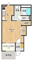 コンフォース旭 1Kの間取図画像