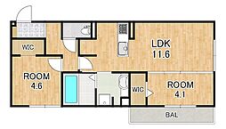 D-ROOM平井C棟 1LDKの間取図画像