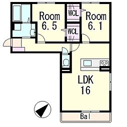 シルトクレーテA 2LDKの間取図画像