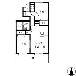 グランドゥール御園 2LDKの間取図画像