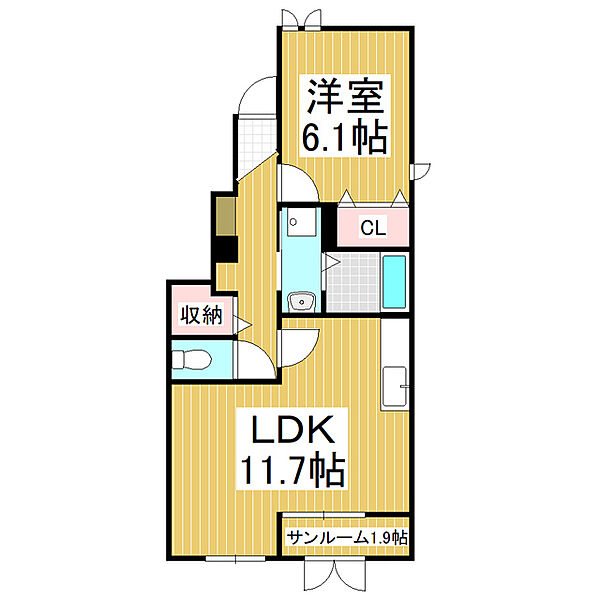 長野県塩尻市大字広丘吉田(賃貸アパート1LDK・1階・47.42㎡)の写真 その2