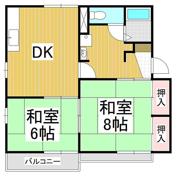 タウニィ緑ヶ丘Ａ棟 ｜長野県塩尻市大字広丘堅石(賃貸アパート2DK・2階・42.73㎡)の写真 その2