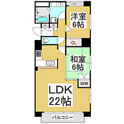 エクセルマンション九里巾 2LDKの間取図画像