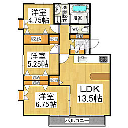 メゾン若宮D 3LDKの間取図画像