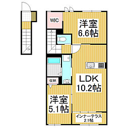 カーサクレシア 2LDKの間取図画像