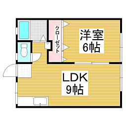 パナハイツ古田 1LDKの間取図画像