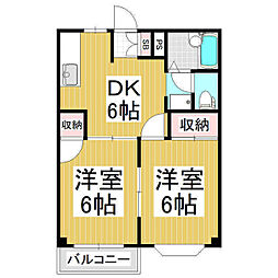 タウニーフジA 2DKの間取図画像