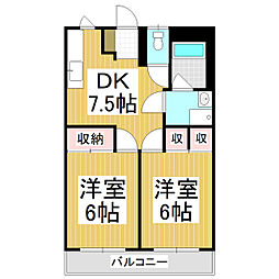 メゾンサンシティー 2DKの間取図画像