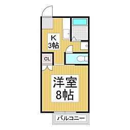 フレグランス内川D 1Kの間取図画像