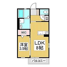 ブランシャ広丘 1LDKの間取図画像