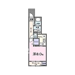 アルバーダ26A 1Kの間取図画像