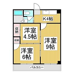 高砂コーポ 3Kの間取図画像