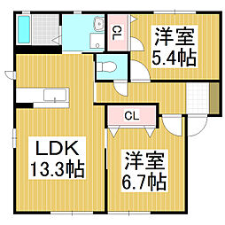 フォーレスシャトー 2LDKの間取図画像
