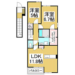 サルビアコート 2LDKの間取図画像