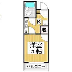北深志ハイツ2 1Kの間取図画像