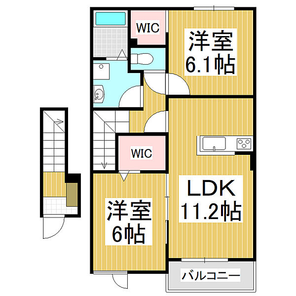 長野県松本市大字里山辺(賃貸アパート2LDK・2階・57.64㎡)の写真 その2