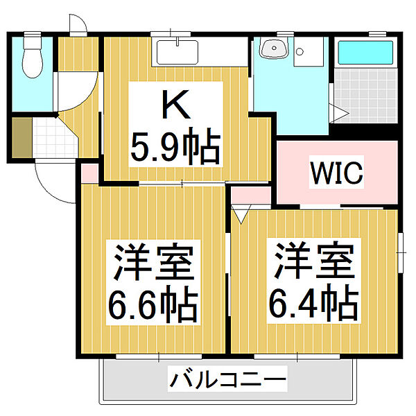 ディアスかすみＢ棟 ｜長野県松本市大字島内(賃貸アパート2K・1階・46.79㎡)の写真 その2